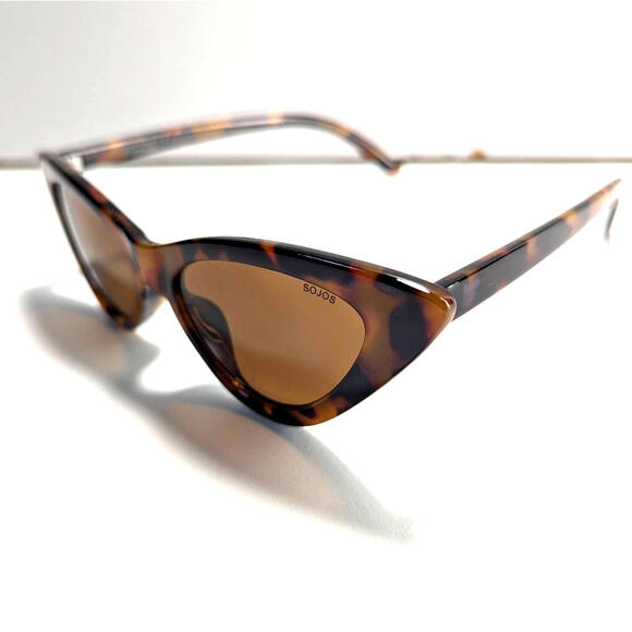 Sojos SJ2044 C14 Brown Tortoise Shell Cat Eye Sunglasses Size: 54-18-148 Retro - Picture 1 of 10